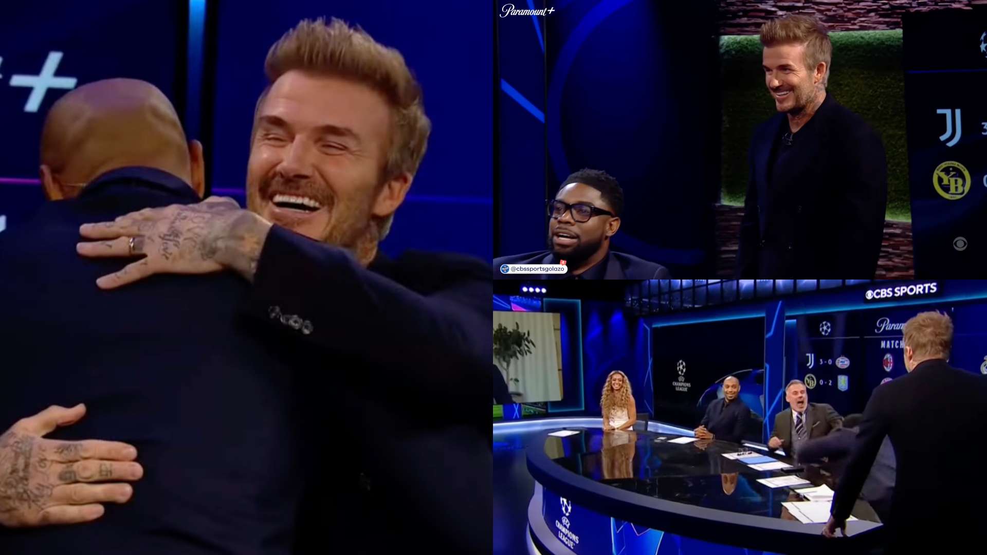 🎥 | Beckham pranks Richards & Carra as he joins CBS Sports  