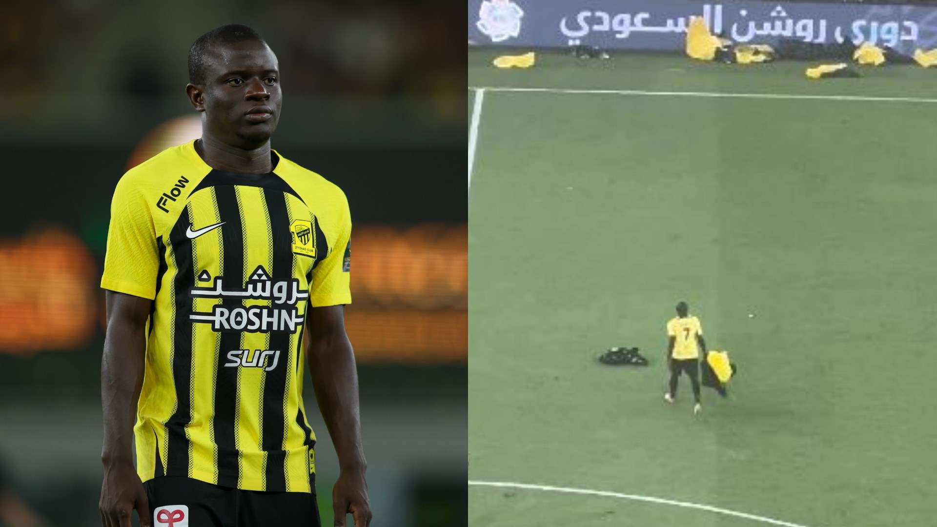 📽️ | Kante cleans up pitch while Al-Ittihad take drinks break  
