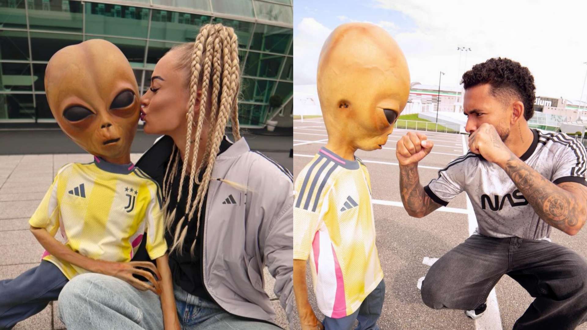 Juventus couple Lehmann and Luiz pose with alien Lil Mayo  