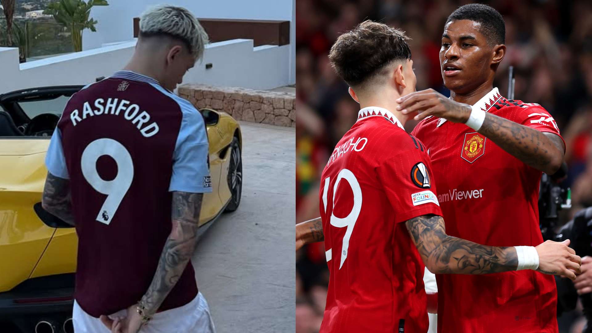 Why Garnacho posed in Rashford's Aston Villa shirt  