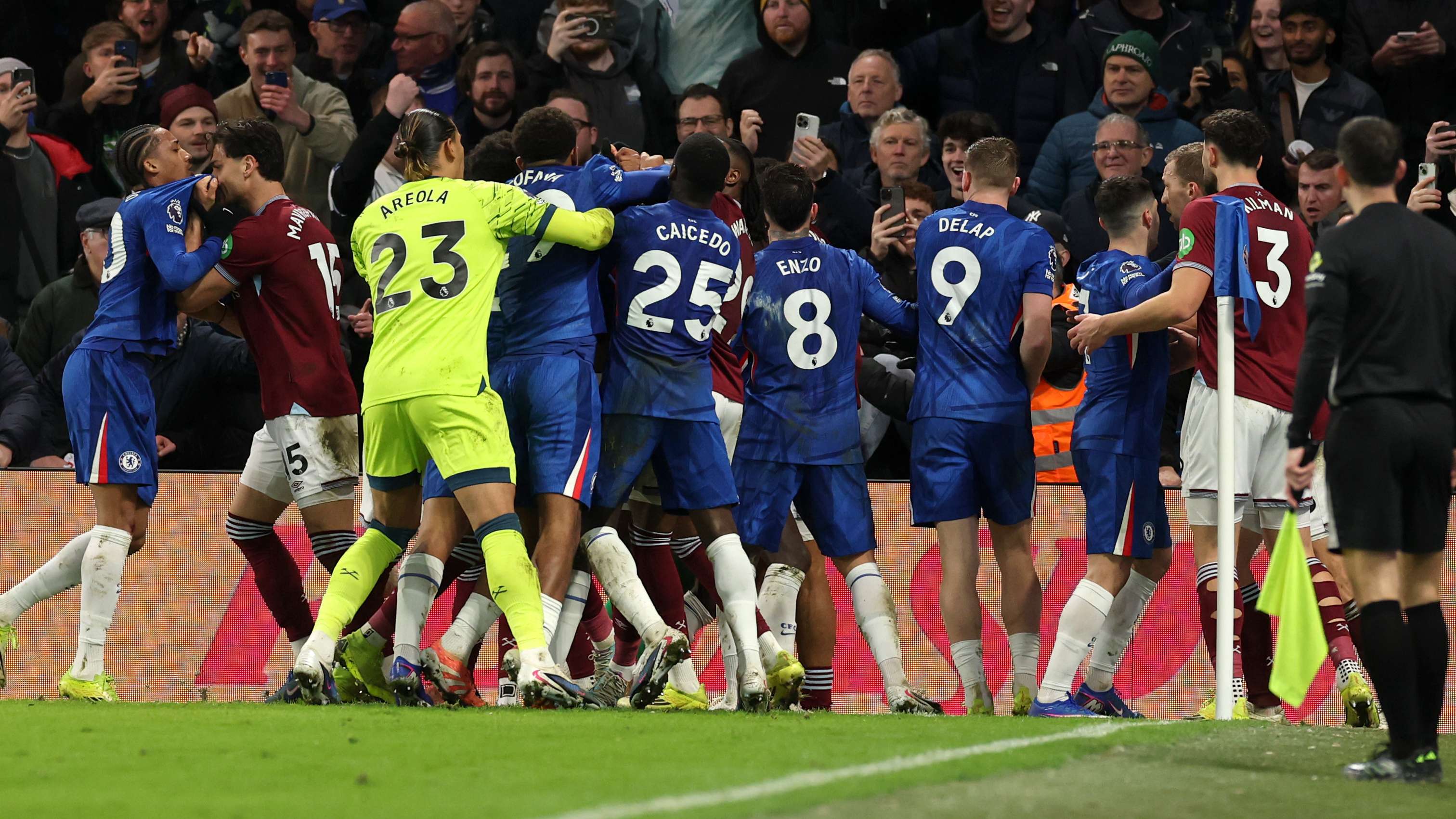 Chaos at Chelsea as mass brawl breaks out & Todibo sees red  