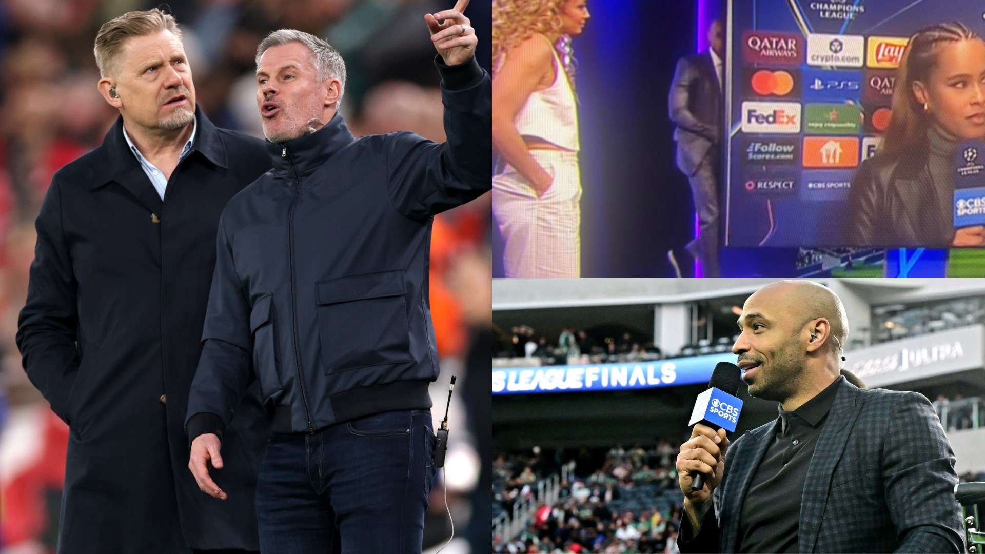 Henry tries to HIDE as Carra & Schmeichel clash over Liverpool's display at PSG  