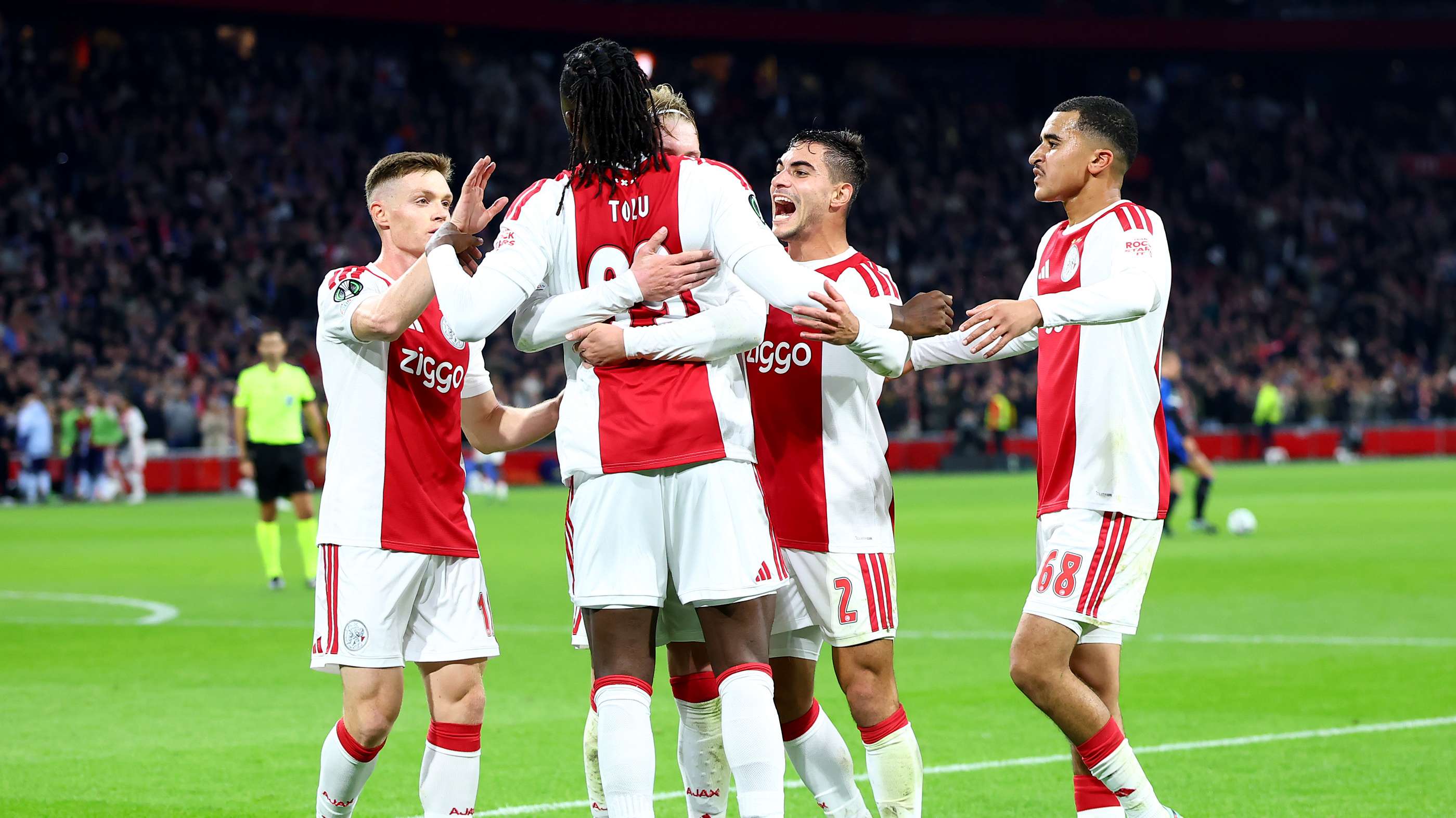 Substitutes Tolu and Ouazane hand Ajax important first three points in the Conference League  